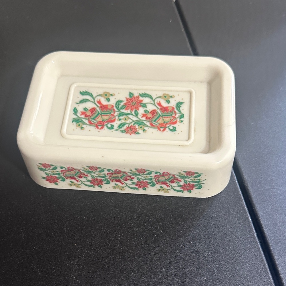 Vintage Christmas soap plastic container